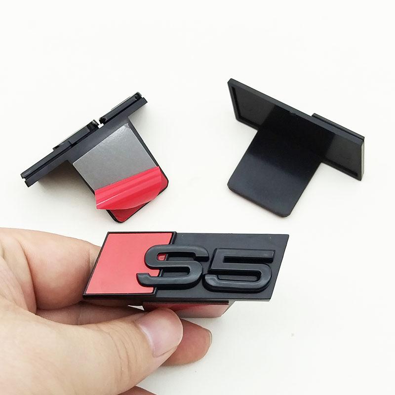 For c11 RS3 3D ABS Chrome Black Logo S3 S4 S5 S6 S7 S8 Emblem Car Front Grill Badge For c11 S 3 4 5 6 7 8 Auto Styling Accessories