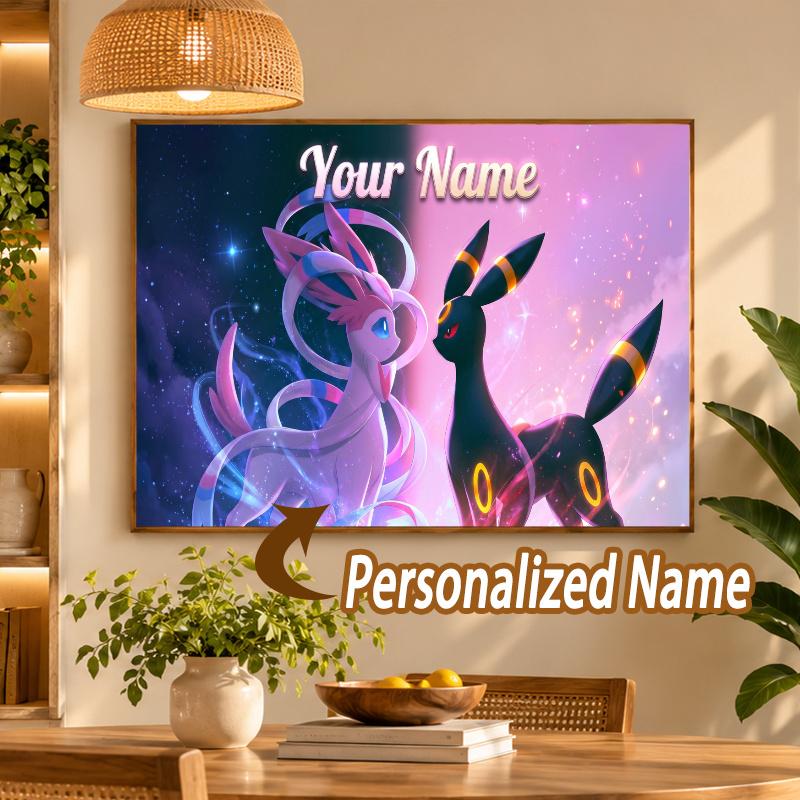 Umbreon Espeon Custom Name Diamond Painting Personalized 5D Full Drill DIY Diamond Art Home Decor