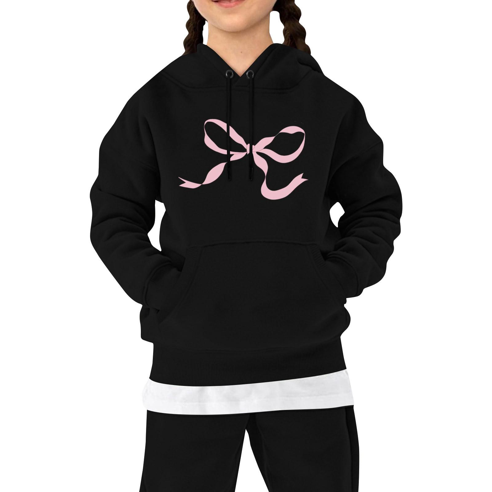 

Детская повседневная толстовка с капюшоном и принтом банта 110 чёрный