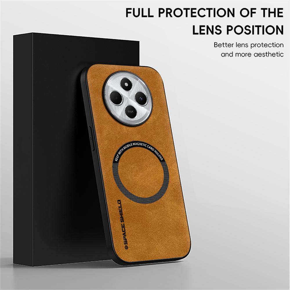 WANLONFENG YBP Series Magnetic Case with Tempered Glass Film For Xiaomi Redmi 14C 4G/14R 5G/Poco C75 4G PU+TPU Phone Cover Large Cutout