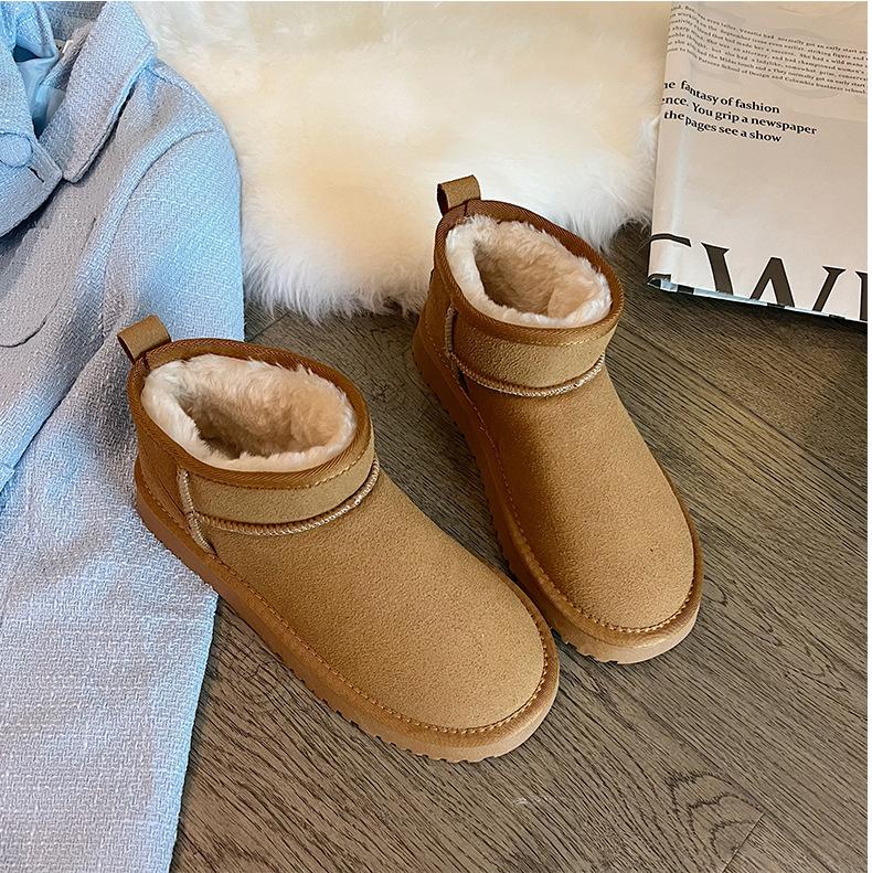 Fur integrated snow boots women's 2025 new winter platform Internet celebrities warm velvet thickened outer wear cotton shoes