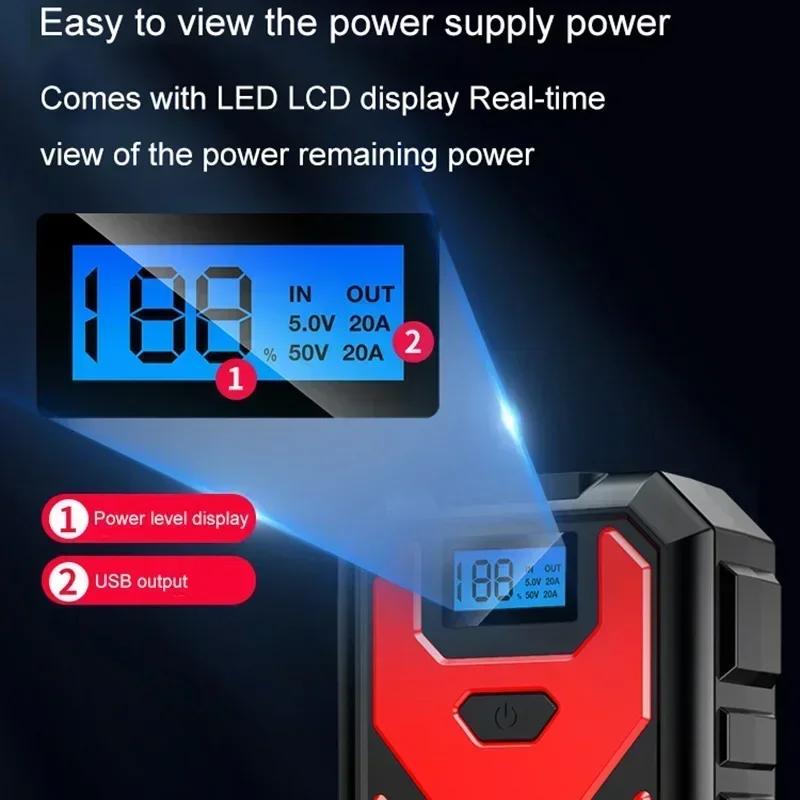 Car Jump Starter 1200A Battery Charger 15000mAh Emergency Power Bank Booster with LED Lighting Starting Device for 12V Cars