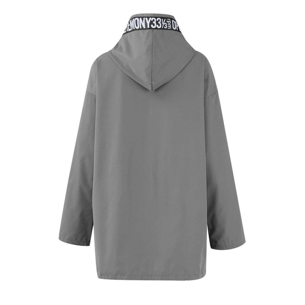 Damen-Windjacke, einfarbig, locker, lässig, Temperament, Kapuze, Mackintosh-Stoff