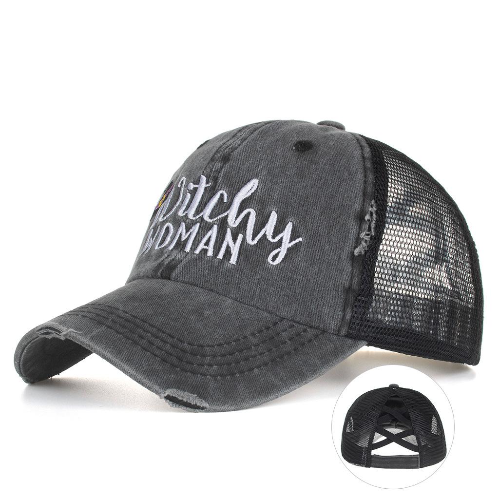 

Весна и лето новая вышивка букв двойной крест конский хвост сетка бейсболка кепка солнцезащитная кепка Adjustable