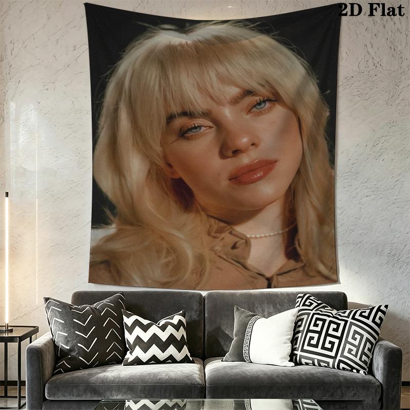 Billie Eilish Wall Tapestry Aesthetic Wall Hanging Printed Fabric Blanket Decorative Tapestries for Bedroom Living Room Home Decor