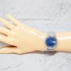 Used New Glass ORIENT Blue Dial Men's New Battery 1970s