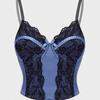 Dark Blue Satin Lace Spliced Camisole - Slimming, Sexy, and Stylish Inner/Outerwear Top