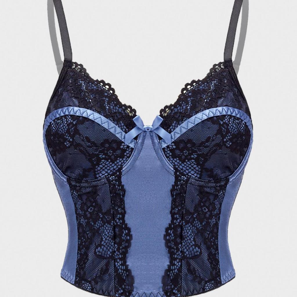 Dark Blue Satin Lace Spliced Camisole - Slimming, Sexy, and Stylish Inner/Outerwear Top