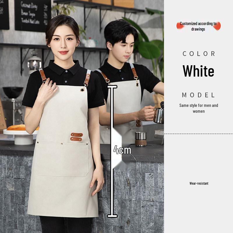 Stain-Resistant Canvas Apron with Logo for Coffee Shops and Nail Art Studios