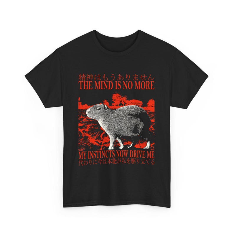 

230 Gsm 100% Cotton The Mind Is No More Funny Capybara Japanese T Shirt 3XL чорний