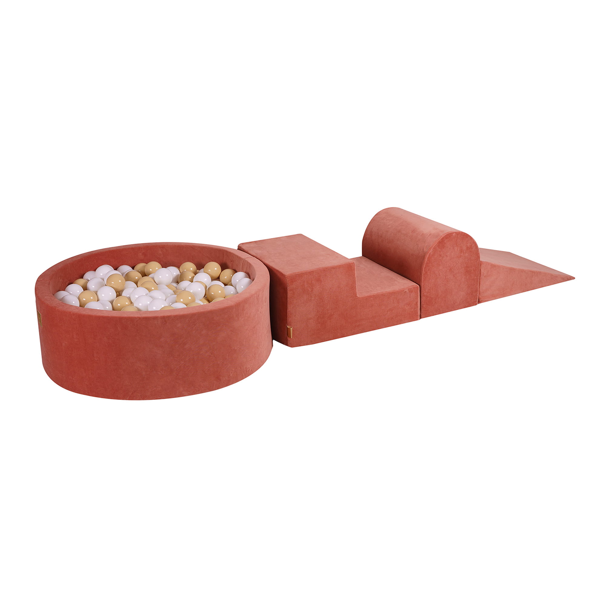 Blocuri de cățărare din spumă pentru copii MeowBaby® Marsala Red 3 elemente cu groapă de bile 90x30cm 235x45x30 cm