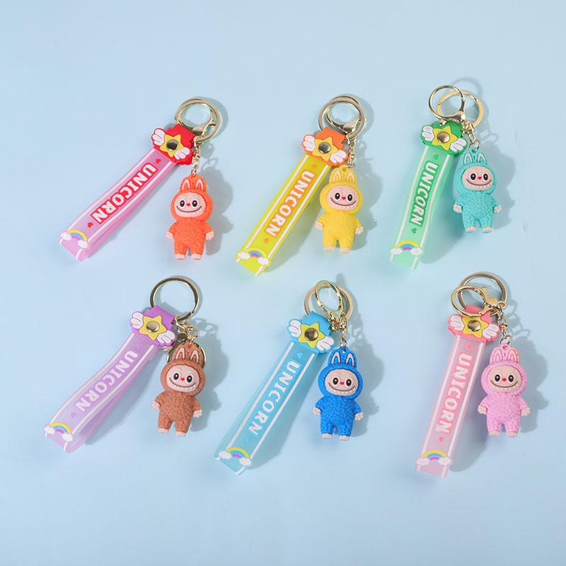 Colorful Cartoon Pvc Sheep Keychain Adorable Soft Keyring For Bags And Cars