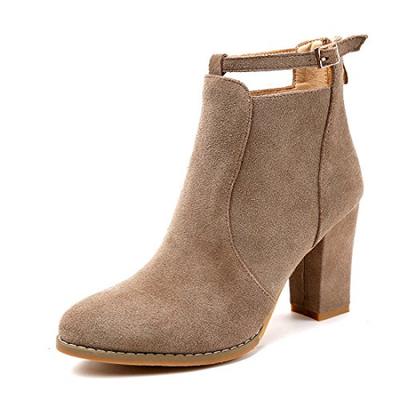 Bottines à talon épais fermeture éclair et cheville fine pointure de chaussure japonaise [Ressh.N] Femme (beige, mesures, adulte, nombre, 2_e, 23.0 cm)