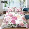 Home Living Luxury 3D Pink Flower Bedding Set Kids Duvet Cover Pillowcase Rose Bedding Set Queen and King EU/US/AU/UK Size