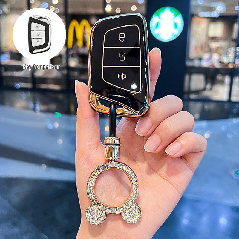 Compatible Car Key Cover for JAC Jiayue A5, X4, X7, iC5, iEVS4/7S, T8 Refine, S4, S7, M6 with Buckle