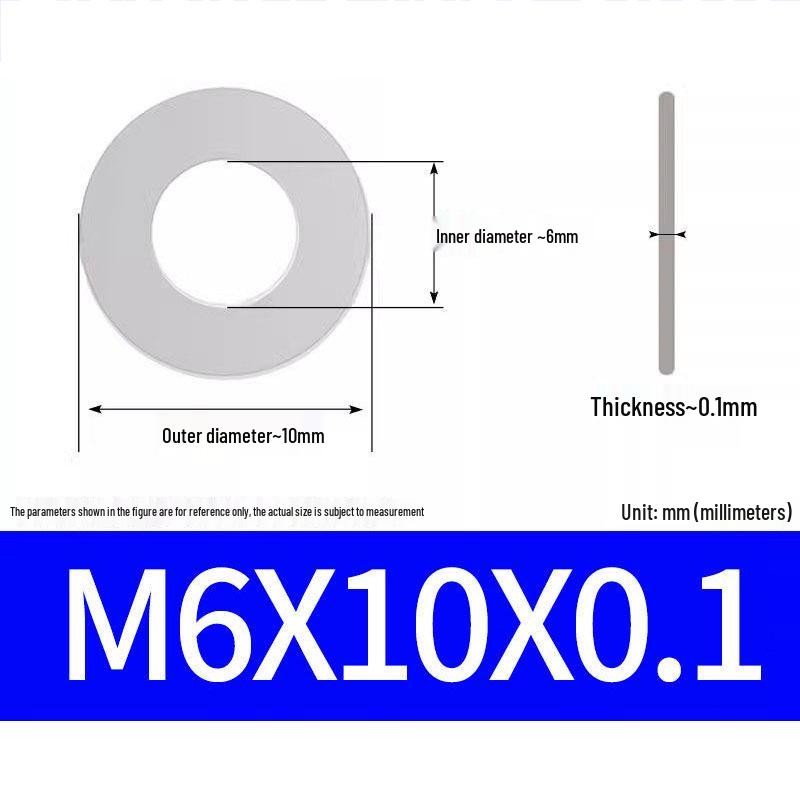 304 Stainless Steel Ultra-Thin Flat Washer, Thickness: 0.1/0.2/0.3/0.4/0.5 Mm, Sizes M1-M8