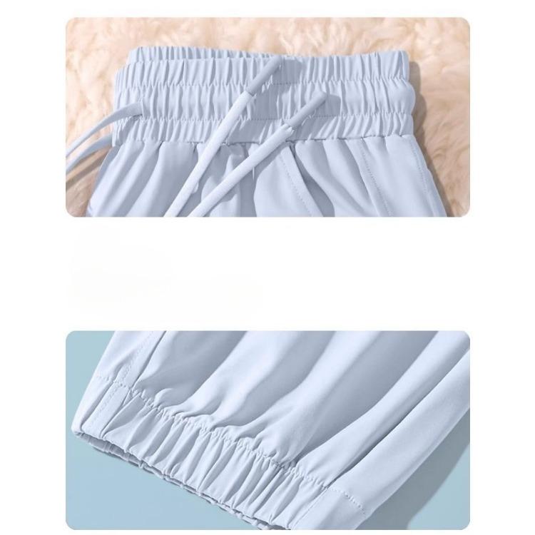Summer Blue Fit Womens Slim Joggers Ice Silk Sun Protection Sports Pants