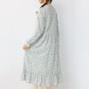 Spring Women's Mori Style Floral Cotton Linen Long Dress with Ruffle Patchwork
