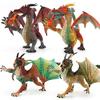 Children'S Simulation Solid Dinosaur Magic Dragon Model Wildlife Plastic Mutant Dragon Three-Headed Dragon Toy Set Ornament