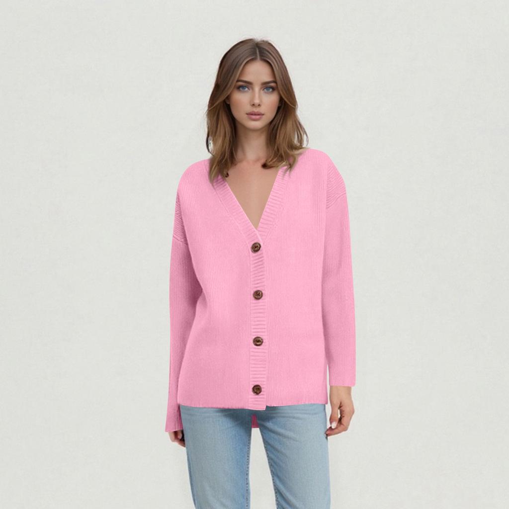 Kvinners avslappede hverdagstopper Strikket cardiganjakke