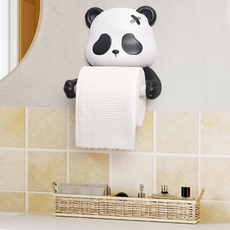 Cartoon Wall-Mounted Toilet Paper Holder, Plastic Material, Self-Adhesive Installation, No Drilling Required