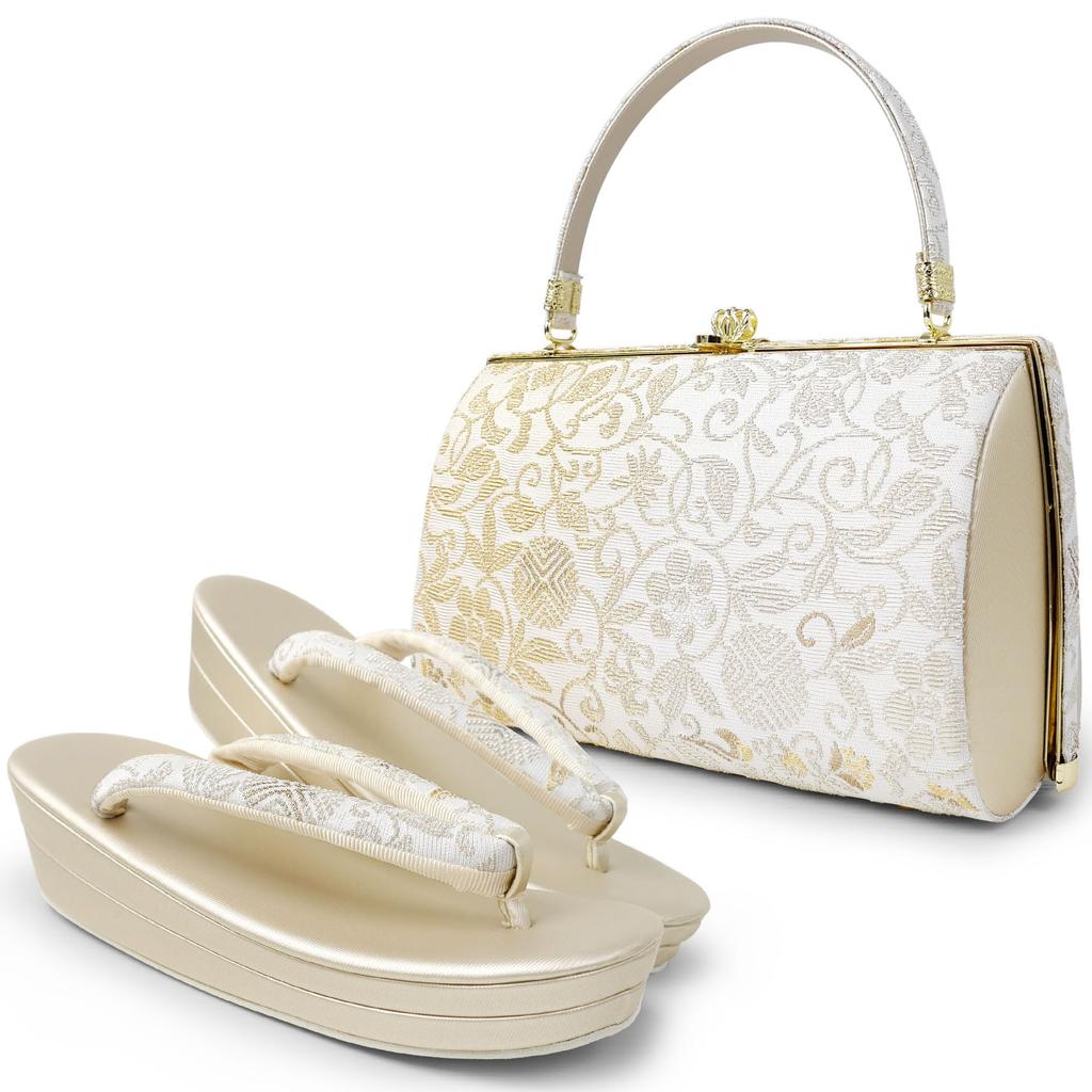 Formal wear obi fabric with arabesque sandals and bag free size [NISHIORI] Nishijin-ori pattern, set, Wanaori,