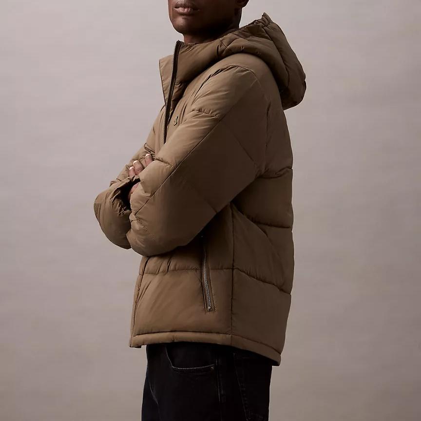 Calvin Klein Minimalist Comfortable Versatile Hooded Down Jacket Men outerwear Brown 40EM193-720