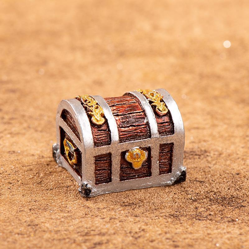 Mini Decorazione per la Casa Micro Paesaggio Scatola per Gioielli Gioco Avventura Pirata Scatola di Contanti in Miniatura Scrigno del Tesoro Statuetta