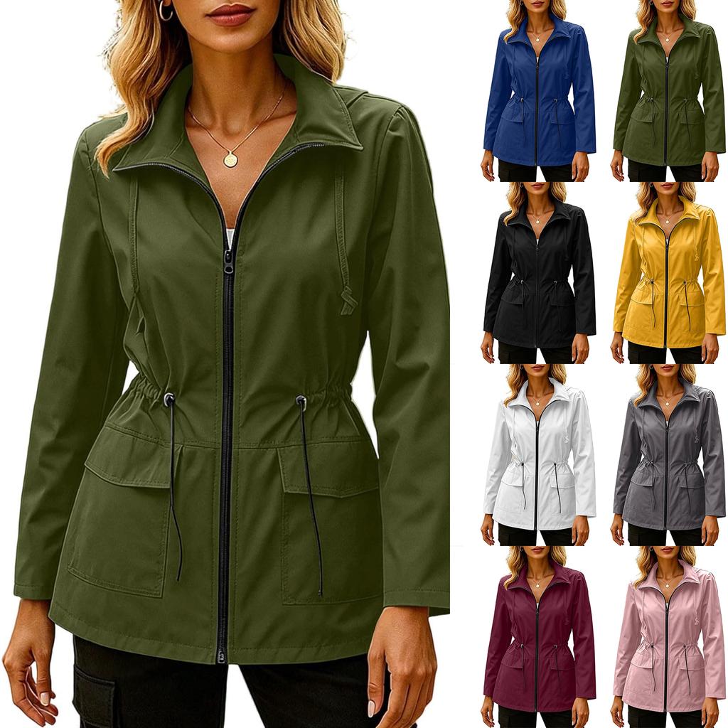 Women's Windbreaker Jacket with Zipper for Outdoor Hiking and Travel