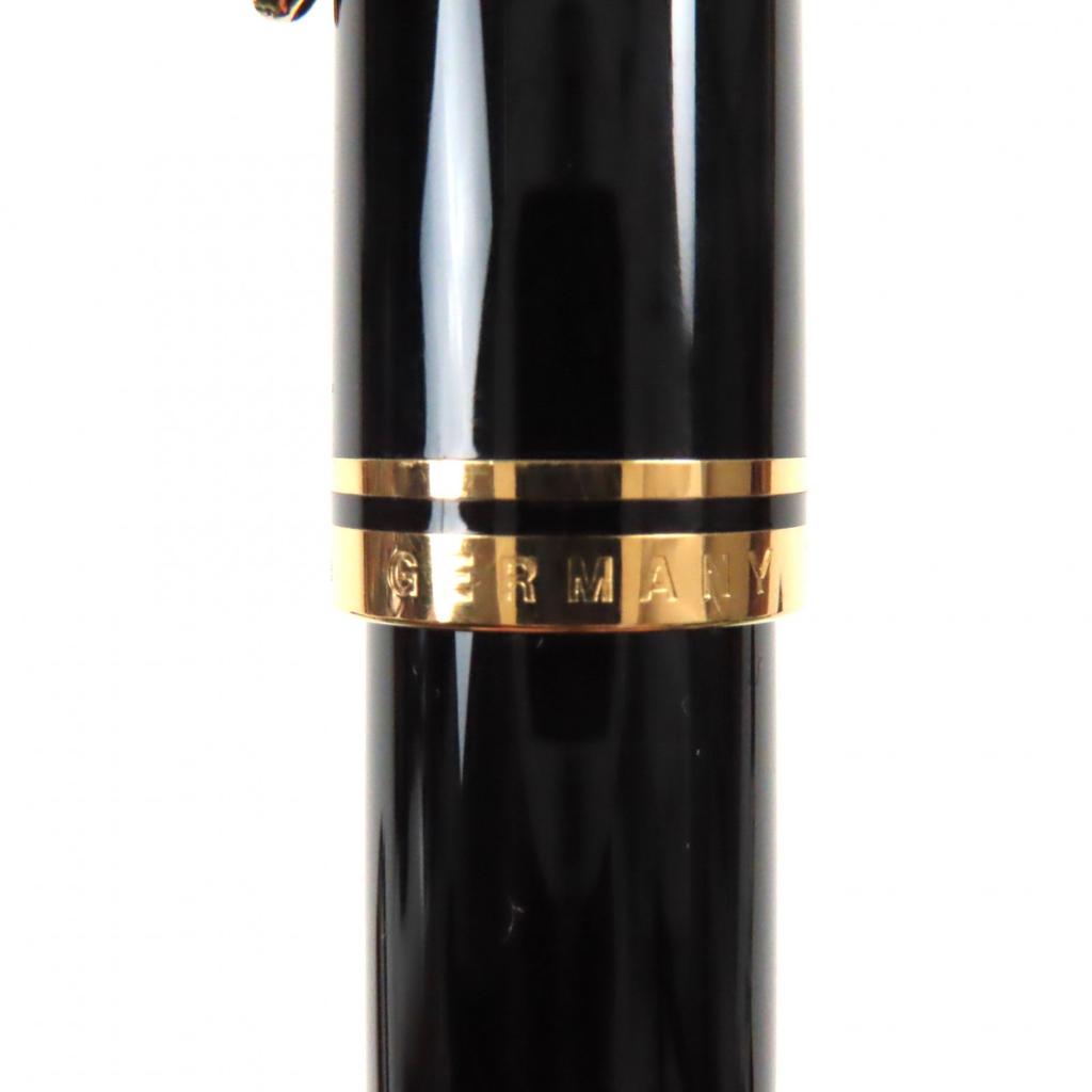 Pristine PERIKAN Fountain Pen Sovereign Engraved Logo Black Gold 18K M800 Used