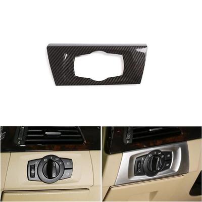 Carbon Fiber Style Headlight Switch Frame Trim For BMW 3 Series E90 2005-12