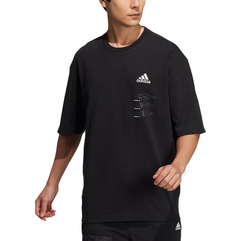 adidas Drop Shoulder Sleeve T Shirt Men's Black H40191