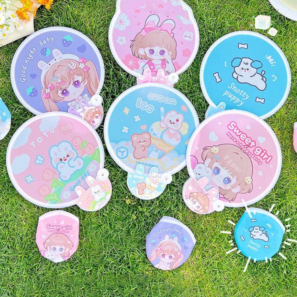 

Round Folding Group Fan Cooling Pocket Fan Cute Mini Hand Fan Lawn style F
