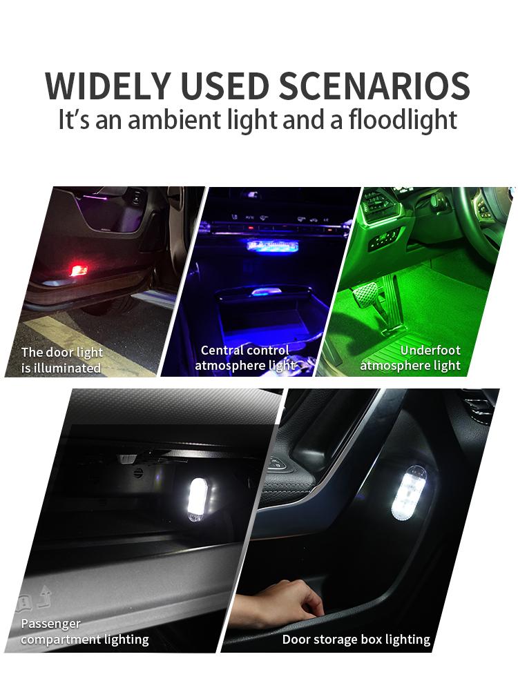 Lumină tactilă LED de înaltă luminozitate Încărcare prin USB Iluminare interioară a mașinii Autocolant magic Lampă ambientală cu mod stroboscopic pentru mai multe culori