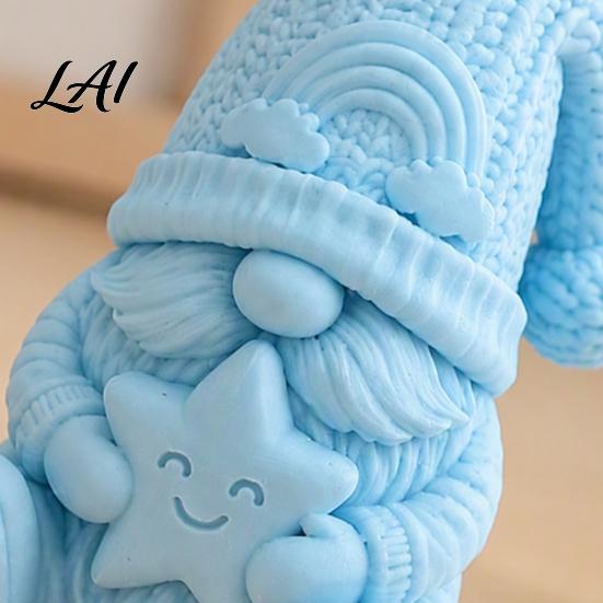 Unique Holiday Gift for Friends 3D Printed Gnome Figurine Holding Smiling Star Faceless Statue with Cute Dwarf Figurines Knit Hat Christmas Tabletop