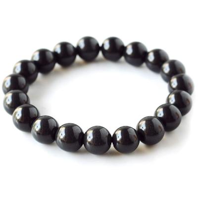 Black Hokutolite Bracelet 10mm Made In Taiwan Negative Ion Measured Radium Black Hoctorite Inner Diameter 19cm Approx.