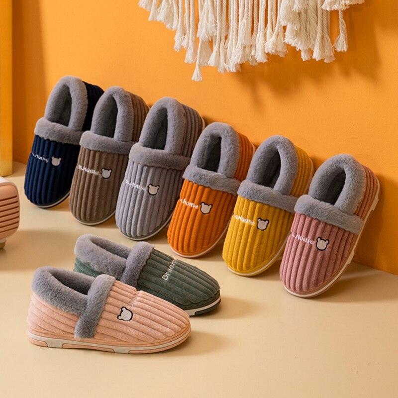 Women Men Couples Home Slippers New Fashion Warm Winter Furry Soft Short Plush Slipper Non Slip Bedroom Slides Indoor Shoes