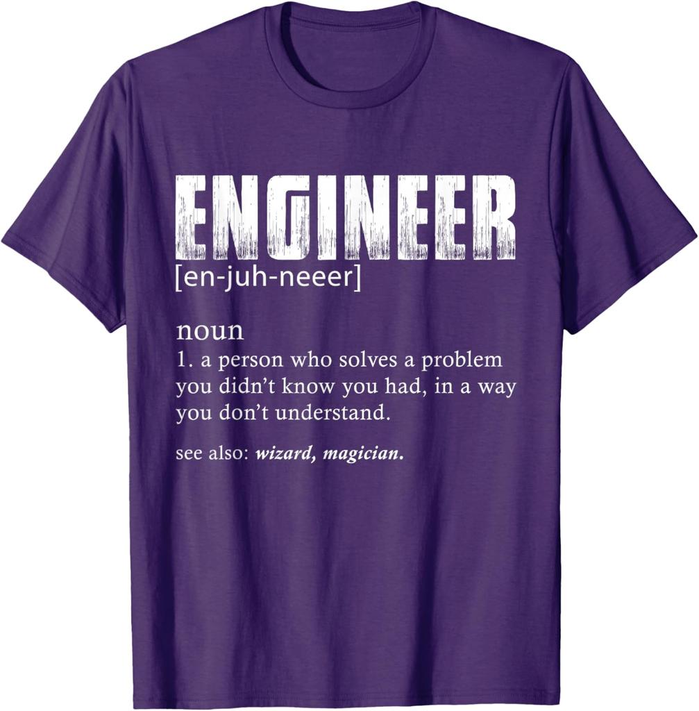Engineer Definition Funny Noun T Shirt Soft Cotton Graphic Tee for Men Casual Sports