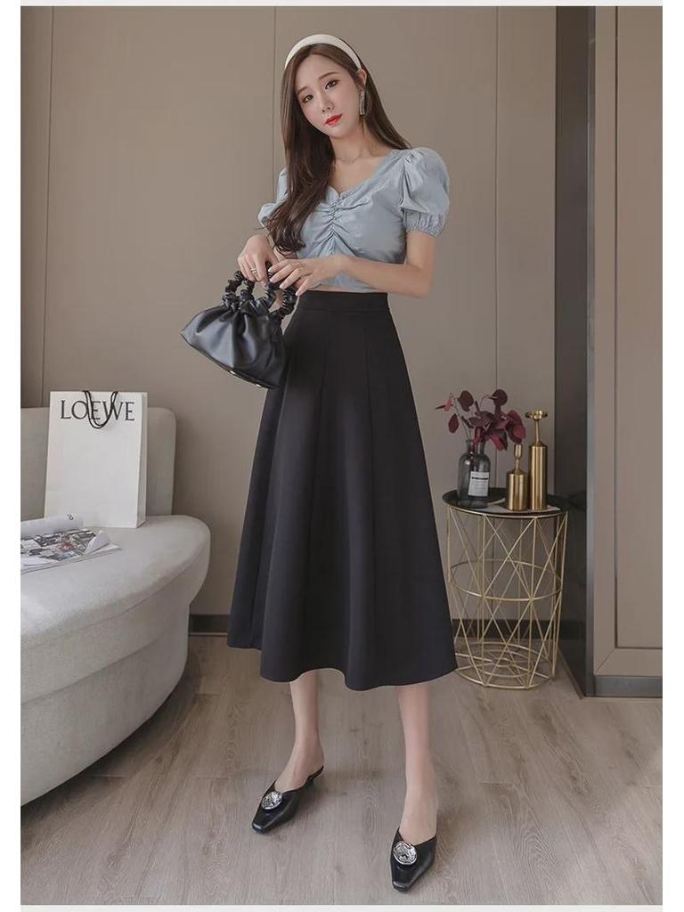 Damen Vintage A-Linien-Schirmrock mit hoher Taille – Übergröße, mittellanger Sommerstil