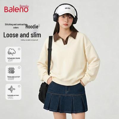 Baleno Women's Oversized Polo Collar Pullover Sweatshirt
