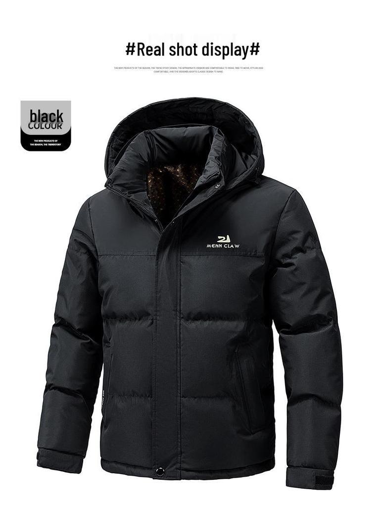 Men's Winter 2025 Thickened Cotton Hooded Jacket - Warm, Loose, Windproof Outerwear