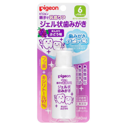 PIGEON Parent and Child Baby Teeth Care Gel Toothpaste, Grape Flavor, 40ml