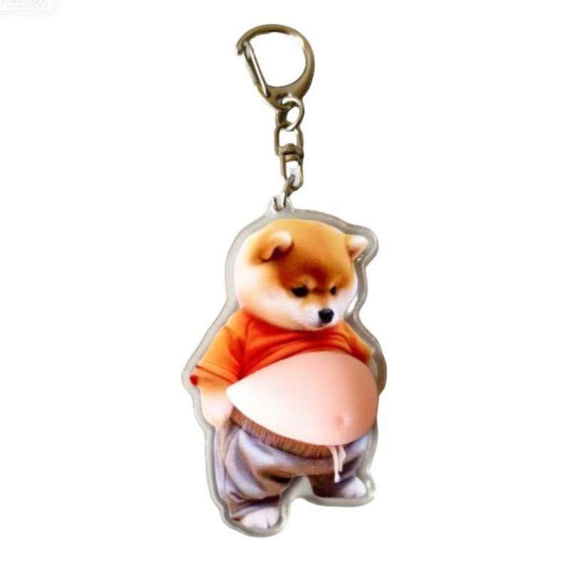 

Creative Cute Fat Dudu Puppy Cat Pendant 3D Soft Belly Realistic Animal Keychain Bag Decor Accessories Relieve Stress Toy Gift A2