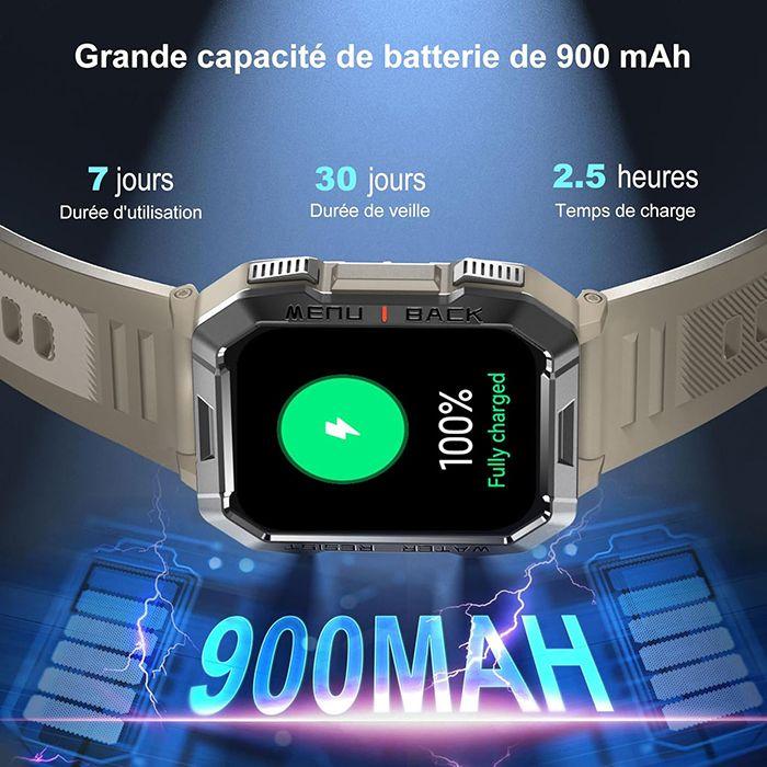 Blackview W60 Montre Connectée Bluetooth,Smartwatch Sport 100+ Modes Sportifs,Lampe De Poche LED Boussole Pour iOS Android - Gris