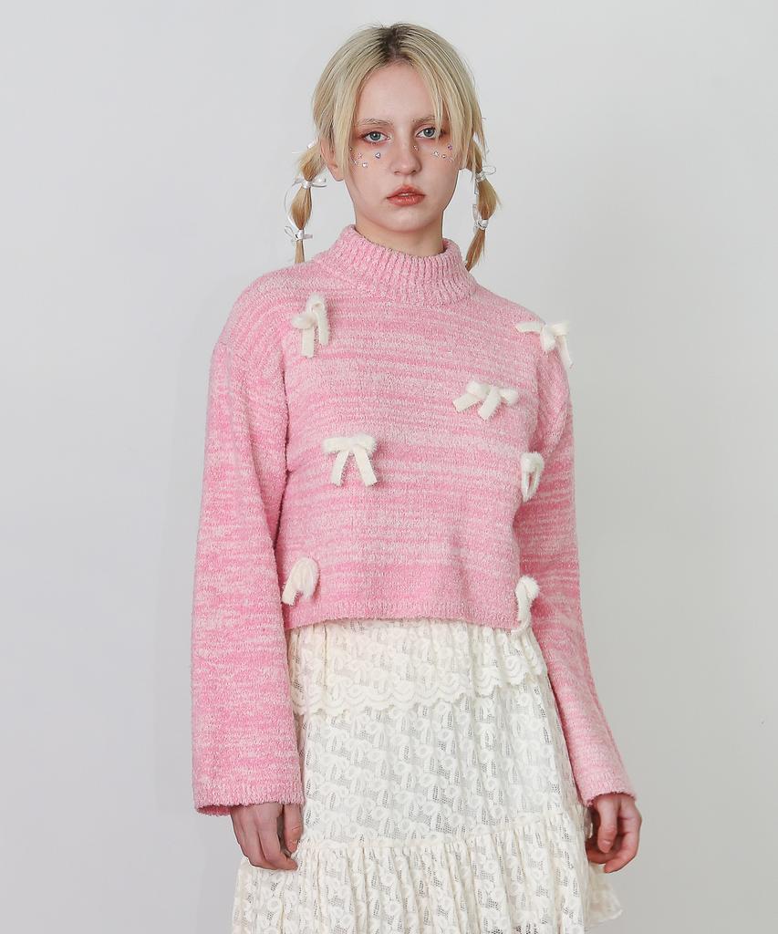 UNUSUALNORMAL Amoe Alpaca Ribbon Knit_Pink