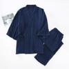 Set Kimono Giapponese 2026 100% Cotone Pigiami Due pezzi Coppia Yukata Ampio Tuta da sudore da uomo Servizio a domicilio