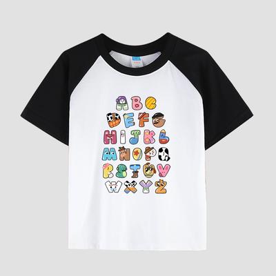 Children's Short Sleeve Cotton T-Shirt Featuring Floral Print, Girls' Casual Fashion Top for Summer