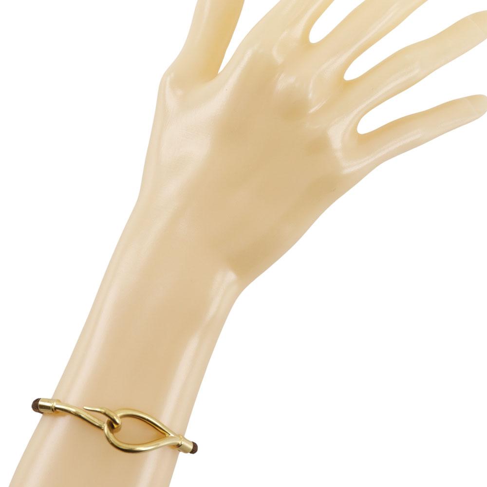 Hermes Jumbo Bless Bracelet Plated Gold/leather 9.6g Women Used