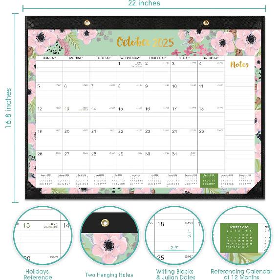 2025-2026 Desk Calendar - July 2025 - December 2026, Calendar 2025-2026, Cover 18 Months Large Monthly Calendar, 22" x 17", Desk Pad