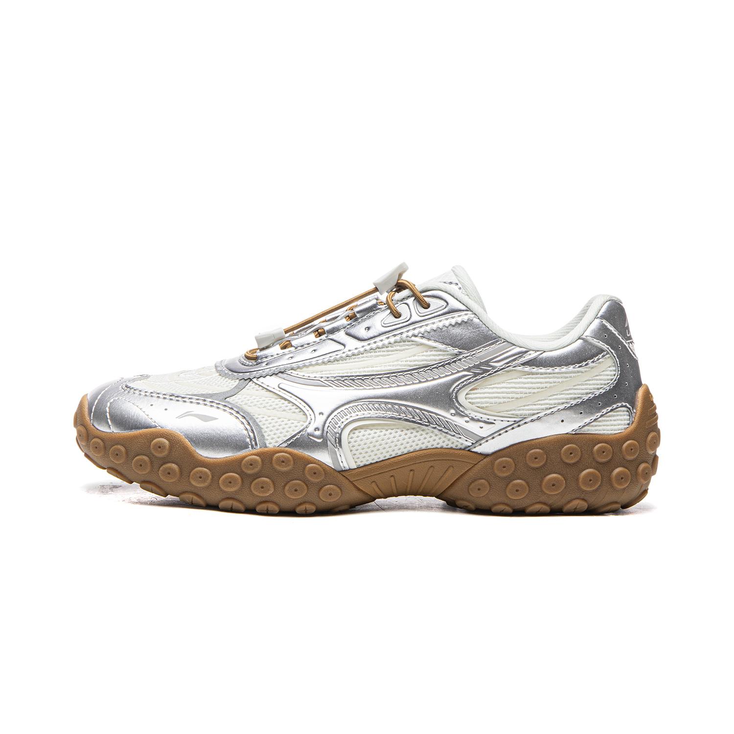 

Li Ning Abrasion Resistant Lightweight Slip Resistant Low top Chunky Sneakers Women s Silver White AGLW074-5 37